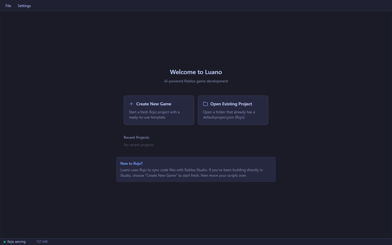 Welcome screen screenshot